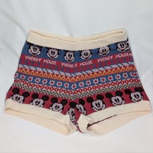 Zara X Disney Multicolor Mickey Mouse High Waist Women's Jacquard Knit Shorts